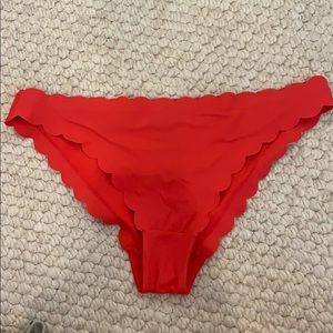 Red scallop bikini bottoms